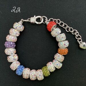 Rhinestone Bead Charm Bracelet